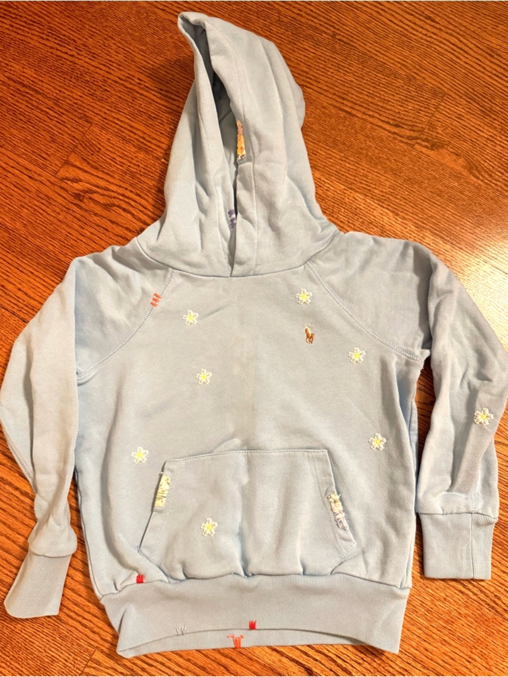 New Ralph Lauren Light Blue Hoodie with Yellow Embroidered Sweater 7